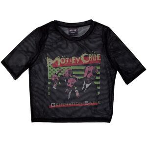 Motley Crue Womens/Ladies Generation Swine Mesh Crop Top / Black